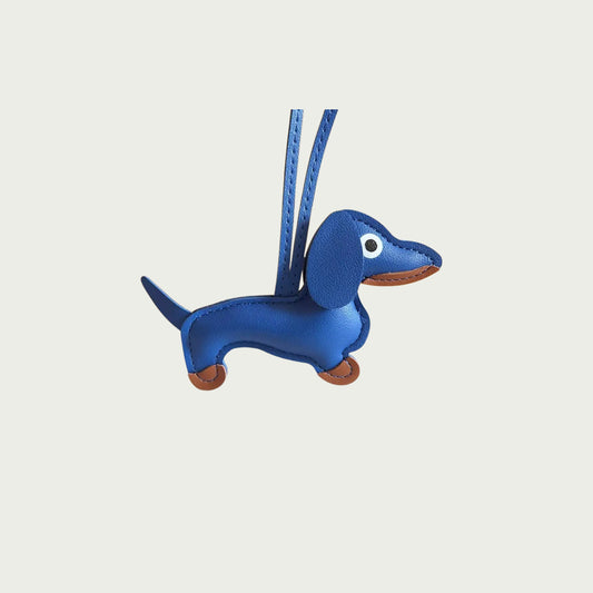 Porte-clés en cuir Teckel bleu, bijou de sac pour les amoureux des teckels, accessoire original.