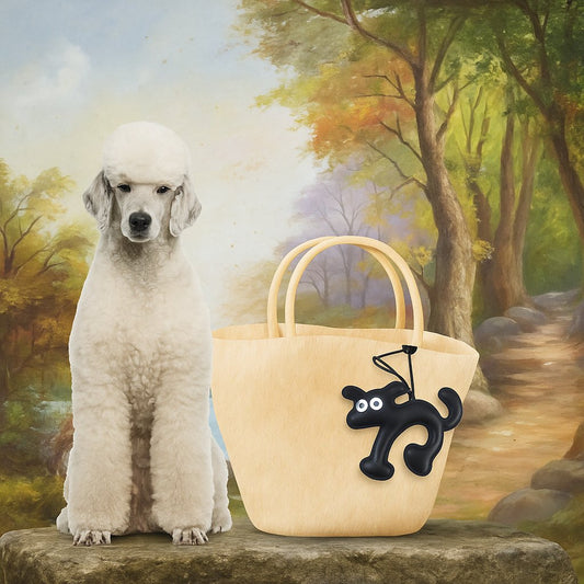 Porte-clés La Truffe en cuir noir en forme de chien, un accessoire chic et tendance pour sacs et clés.
